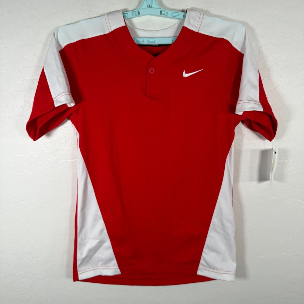 Nike Shirt Mens Small‎ Red White One Button Baseball MLB Engineered New